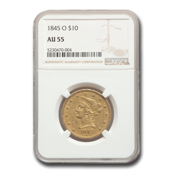 1845-O $10 Liberty Gold Eagle AU-55 NGC 1845-O $10 Liberty Gold Eagle AU-55 NGC